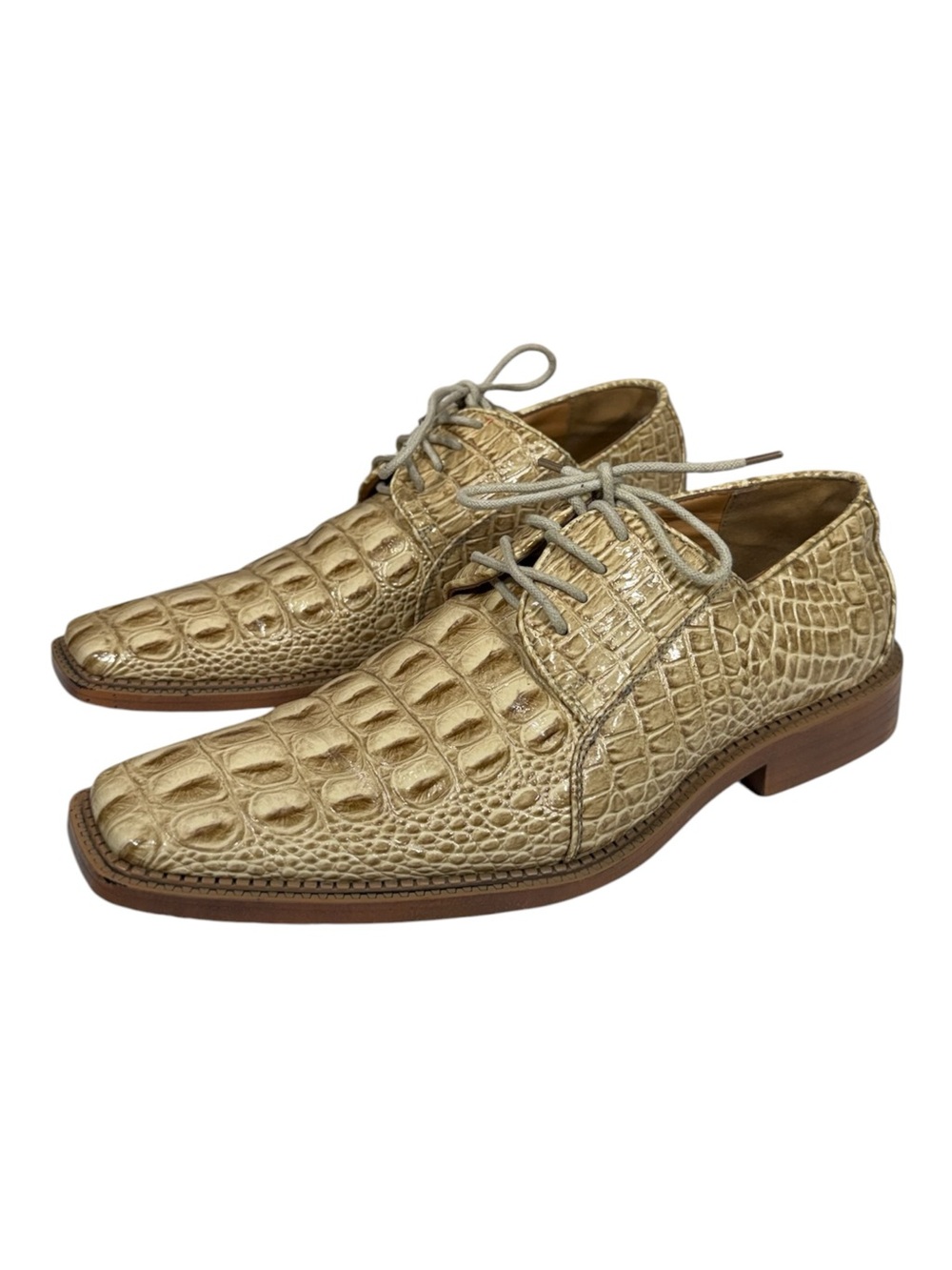 Bolano Mens Cappi-008 Oyster Faux Crocodile Lace Up Oxford Dress Shoes Size 9